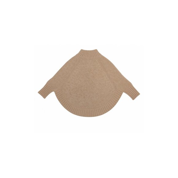 ✨ MICHAEL KORS Knit Poncho Zip-Up Cape Sweater – Beige Tan Marled – Size XL - Picture 3 of 6